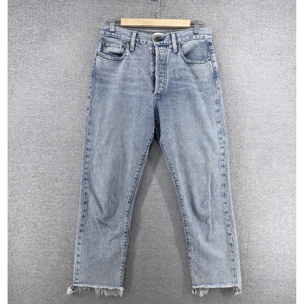 AO LA by Alice & Olivia Cropped Jeans Women Size 28 Blue Denim Distressed